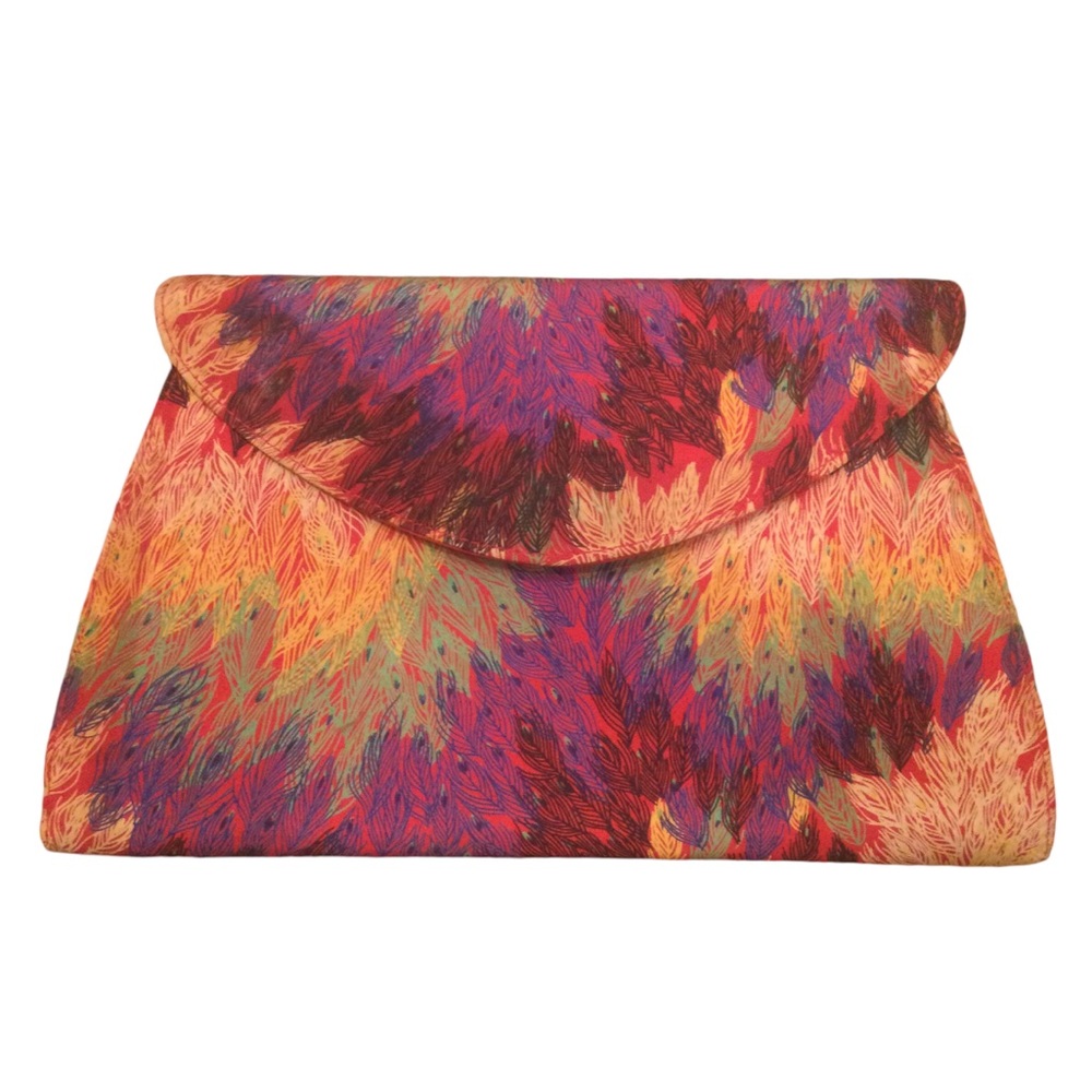 J Renee Peacock Print Satin Crossbody Clutch Bag